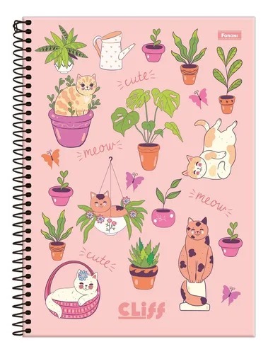 CADERNO ESPIRAL C.D. 1/4 CLIFF FEM 100FLS